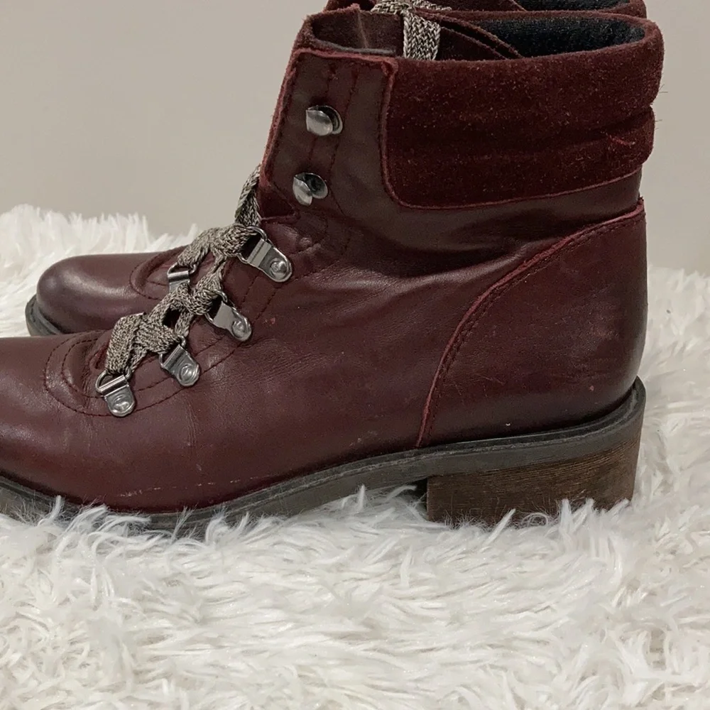 Sam Edelman Darrah Burgundy leather combat boots size 7.5 - Picture 5 of 10